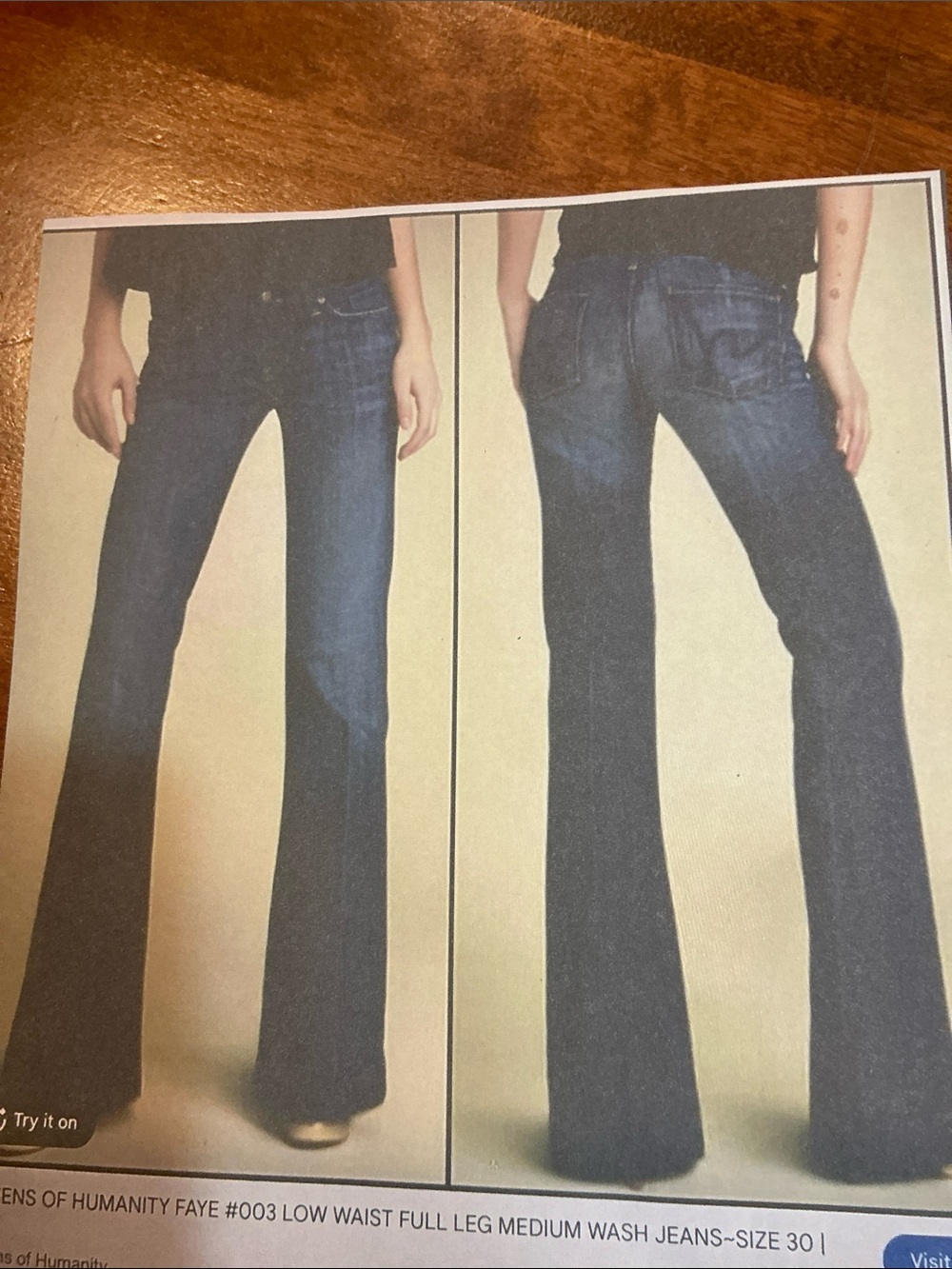 CITIZENS OF HUMANITY FAYE#003 low waist full leg jeans